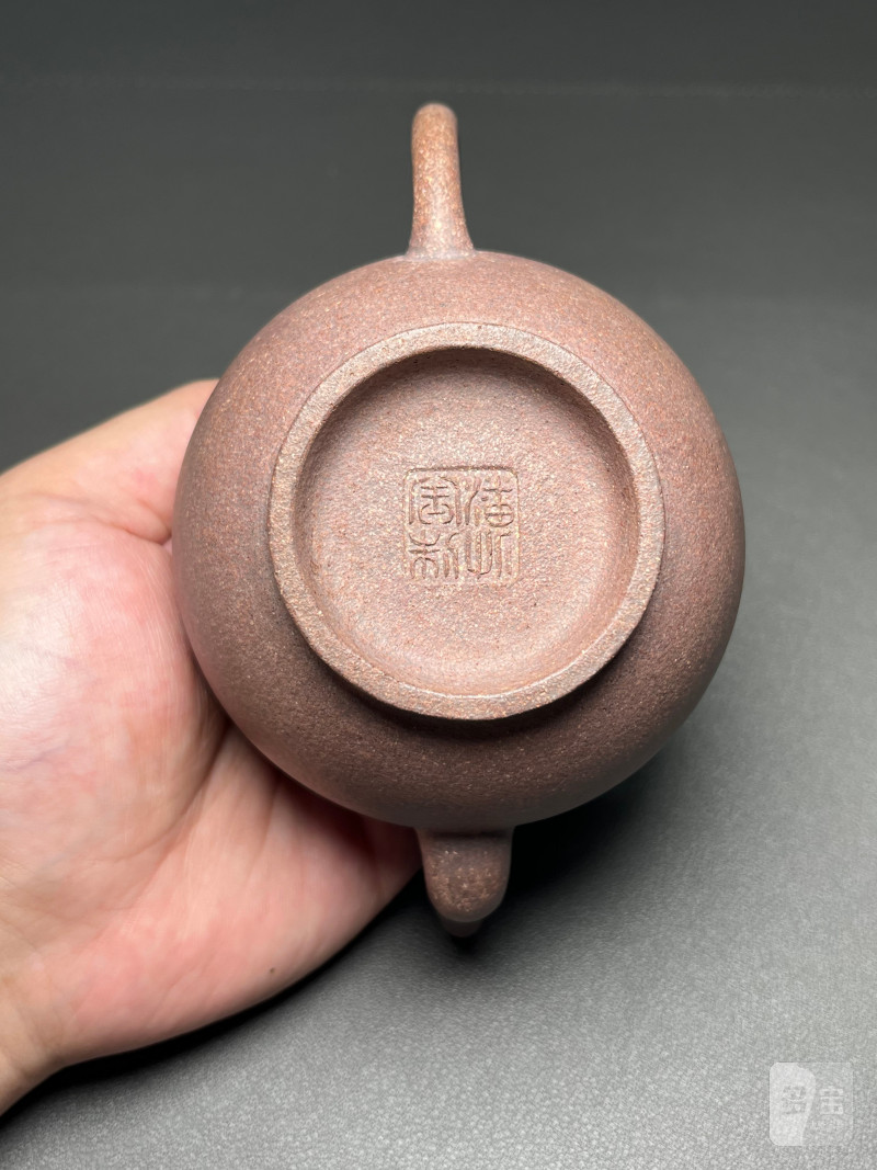 清晚期  “潘怡宝制”款紫泥圆壶 - 图21